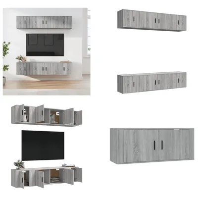 Produktbild von vidaXL 6 tlg. TV Schrank Set Grau Sonoma Holzwerkstoff - TV-Schrank-Set - TV-Schrank-Sets - Wohnwand - Schrankwand
