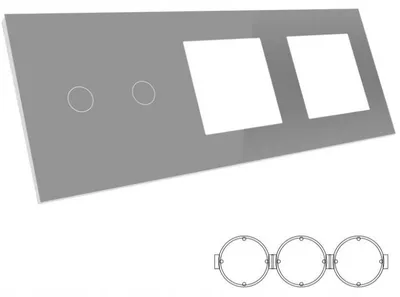 Produktbild von B-LINE Touch Panel Glas Grau Doppelschalter Steckdose