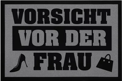 Produktbild von Fußmatte mit Spruch Vorsicht vor der Frau Ironie lustige Türmatte rutschfest & waschbar Moonworks® schwarz 60x40cm