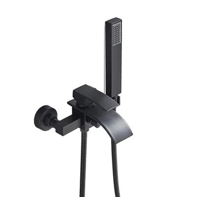 Produktbild von Wasserfall Badewannenarmatur, Matt Schwarz Finish, Zeitgenössisches Design , Mattschwarz A
