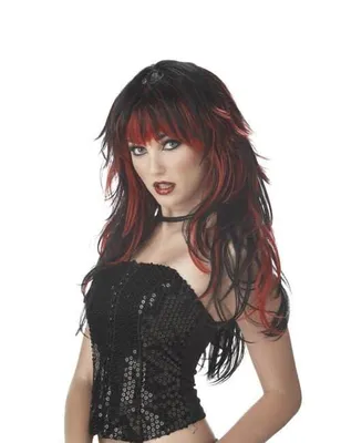 Produktbild von Gothic Perücke schwarz-rot - Einheitsgröße