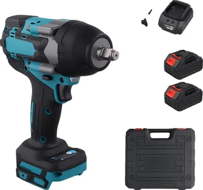 Immagine prodotto di Avvitatore a impulsi elettrico, motore brushless, attacco da 1/2 pollice, 2 batterie con custodia