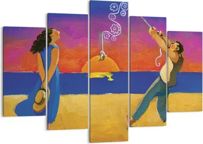 Produktbild von Bild auf Leinwand - Leinwandbild - 5 Teile - Symbol Liebe Surrealismus - 150x100cm - Wand Bild - Wanddeko - Wandbilder - Leinwanddruck - Bilder - Wanddekoration - Leinwand bilder - EA150x100-4411