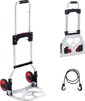 Immagine prodotto di Carrello porta sacchi Pieghevole 80 kg Carrello da trasporto in lega di alluminio e plastica Carrello impilabile con maniglia regolabile 715-930 mm Carrello pieghevole con corda di legatura Dimensioni compatte per lo stoccaggio