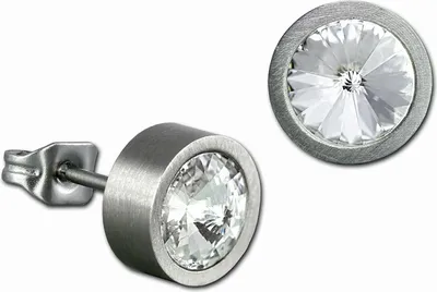 Image de Amello Boucles d'oreilles en acier inoxydable scintillant zircon blanc rond ESOS03W