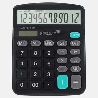 Produktbild von 12-stelliger Dual-Power-Basisrechner, tragbarer Tischrechner mit großem LCD-Display und großen, empfindlichen Tasten