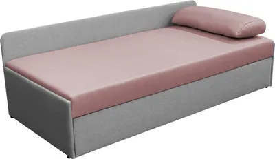 Zdjęcie produktu dla Kondela Łóżko jednoosobowe tapicerowane (sofa) z dostawką Jalen - różowy/jasnoszary