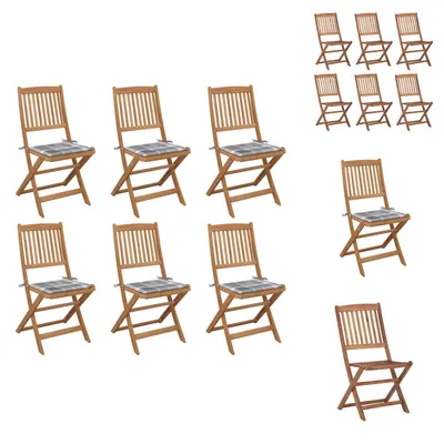 Produktbild von vidaXL Klappbare Gartenstühle 6 Stk. mit Kissen Massivholz Akazie -  Gartenstühle
