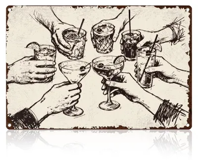 Blechschild Party Cheers Retro 20x30 cm Metall Wanddeko Vintage