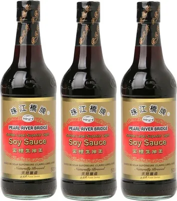 Produktbild von [ 3x 500ml ] PEARL RIVER BRIDGE Golden Label Superior Helle Sojasauce / Light Soy Sauce