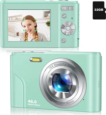 Immagine prodotto di INF Fotocamera digitale da 48 MP, FHD 1080p, zoom 16x, scheda di memoria da 32 GB Verde