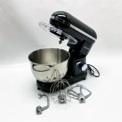 Produktbild von Vospeed Küchenmaschine, 1500 W, 6 QT, elektrischer Kuchenmixer für die Küche, mit Edelstahlschüssel, Rührbesen, Knethaken, Schneebesen, spülmaschinenfest (schwarz)