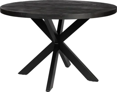 Produktbild von Zita Home Esstisch 120cm rund echtes Massivholz Schwarz mit Metallgestell