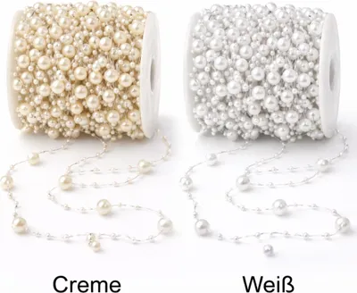 Produktbild von Perlendraht silber 30m Perlengirlande Perlenband Hochzeit Deko Draht 3mm 8mm weiß