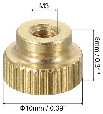 Produktbild von Ger?ndelte Daumenmuttern, 2 Stš¹ck M3 x D10mm x H8mm Messing Griffmuttern R?ndelmuttern mit Hohem Kopf Befestigungselemente fš¹r 3D-Drucker-Teile Druckbett