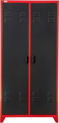 Image de Armoire métallique à 2 portes, modèle ODESSA, rouge foncé/gris foncé. Armoire métallique, armoire de stockage, armoire de bureau, armoire de rangement