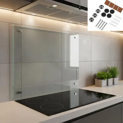Produktbild von Melko Küchenrückwand Spritzschutz Fliesenspiegel 6mm ESG - Klarglas 80x50CM