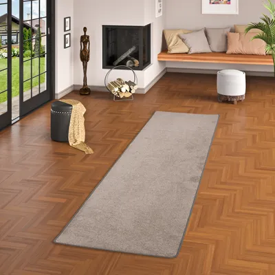 Produktbild von Velours Läufer Teppich Joy Taupe, Größe:100x200 cm