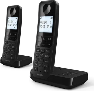 Image de Philips Téléphone sans fil D2752B/12 - DECT - 2 combinés - Téléphone domestique - Ligne fixe - Identification de la ligne appelante - Noir