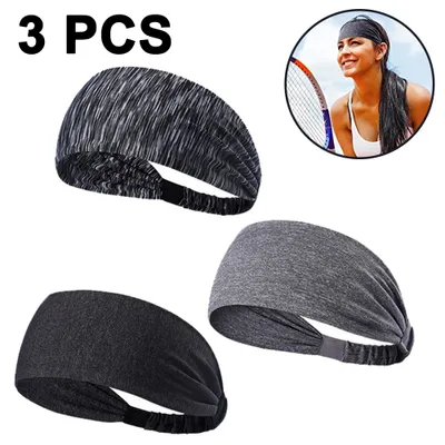 Produktbild von Sport Stirnband Schweißband Anti Rutsch 3 Pack für Herren und Damen für Jogging, Laufen, Wandern, Fahrrad- und Motorrad Fahren