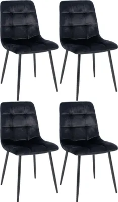 Produktbild von In And OutdoorMatch Esszimmerstuhl Clotilde – Schwarz – 4er-Set – Esszimmerstuhl – Samt – Hochwertige Polsterung – Dekorativer Stuhl – Edler Esszimmerstuhl