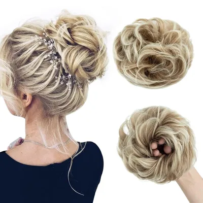 Immagine prodotto di Chignon voluminoso con elastico, 55 grammi, color caffè, biondo decolorato