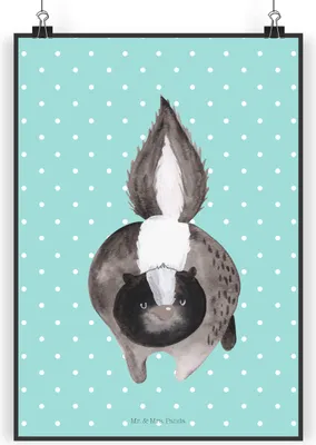 Produktbild von Mr. & Mrs. Panda Bild Stinktier Angriff DIN A5 - Türkis Pastell - Geschenk, Skunk, Plakat, Wandbild, Drohung, Stinker, Raubtier, Wanddekoration, Wildtier, wanddeko