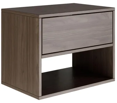 Immagine prodotto di Comodino moderno a parete con cassetti e vano aperto