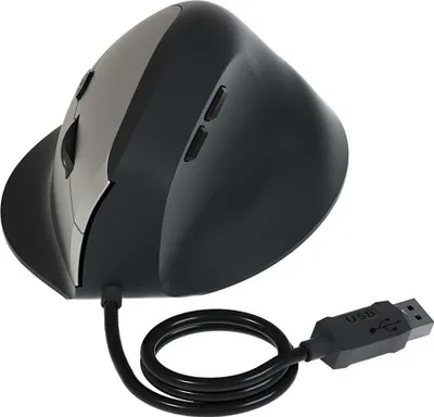 Obrázok produktu pre INF Ergonomická vertikálna káblová myš - Tiché klikanie, podpora zápästia, nastaviteľné DPI Šedá