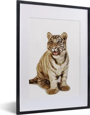 Produktbild von MuchoWow® MuchoWow® Gerahmtes Poster Jungtier - Tier - Tiger 30x40 cm - Poster mit zchwarzem Bilderrahmen - Wandposter Schlafzimmer