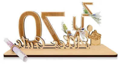 Produktbild von Geldgeschenke zum 70. Geburtstag | 25x13x12cm | Geschenke aus Holz Dekoration, personalisierte Geldgeschenke | Geldgeschenk für Freunde, Familie, Liebhaber - Gästebuch