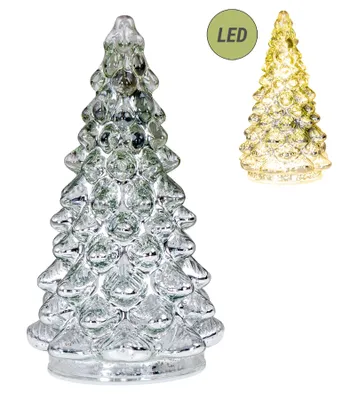 Produktbild von LED Weihnachtsbaum Silber H20cm Glas Weihnachtsdeko Beleuchtung Tannenbaum Lichtdeko Deko Dekoleuchte