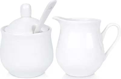Produktbild von Vilde | Zuckerdose Und Milchkanne Set - Weiß - 3 Teile - Porzellan - Zuckerbehälter