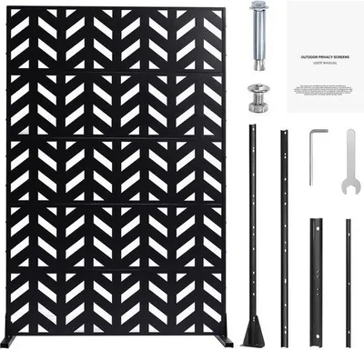 Produktbild von Stehender Stahl-Gartenzaun, 5-teilig, 119,4 cm B x 182,9 cm H, für Außen, schwarz
