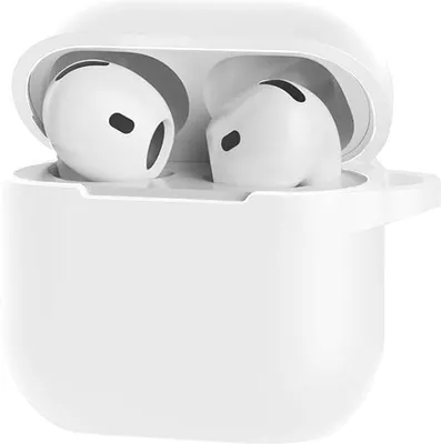 Obrázek produktu pro Pouzdro na AirPods 4, silikonové, s klipem - bílé. Kompatibilní s Apple AirPods 4