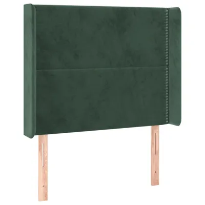 Image de vidaXL Tête de lit avec oreilles vert foncé 93x16x118/128 cm velours