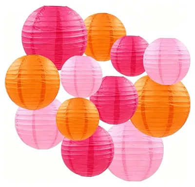 Produktbild von 12 Papierlaternen in Rosa und Orange