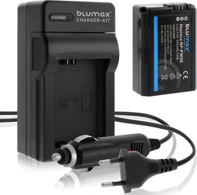 Produktbild von 1x Akku + Lader für Sony NP-FW50 Alpha 6000 6500 7R II NEX 7 RX10 1030 mAh