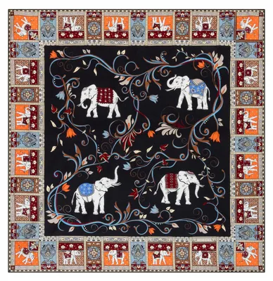 Immagine prodotto di ROECKL sciarpa Lucky Elephant 53x53 Black / Beige multicolore