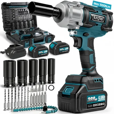 Produktbild von 21V bürstenloser Akku Schlagschrauber 1/2 Zoll 1000N.m mit 2xAkku und Ladegerät