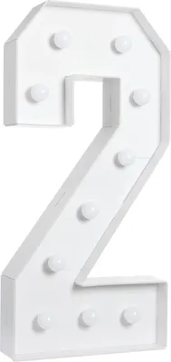 Immagine prodotto di Numero luminoso 2 - Numero decorativo a LED - 10 LED - Bianco caldo 2000–3000 K - 100 x 48 cm - Feste, matrimoni, cerimonie di laurea - Bianco