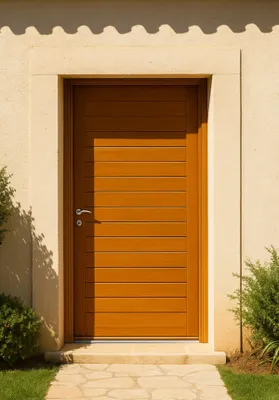 Immagine prodotto di Porta d'ingresso in legno pieno Laura, H.215xL.90 cm, lato tavola P. dritto, maniglia, cilindro grande, ferramenta.