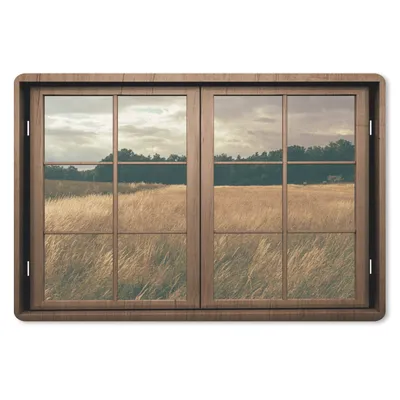 Produktbild von MuchoWow® Mauspad Mousepad Blick durch - Fenster - Weizenfeld 27x18 cm - Mousepads - Maus Mat - Pad - Mausunterlage - Büroartikel - Desk Matten