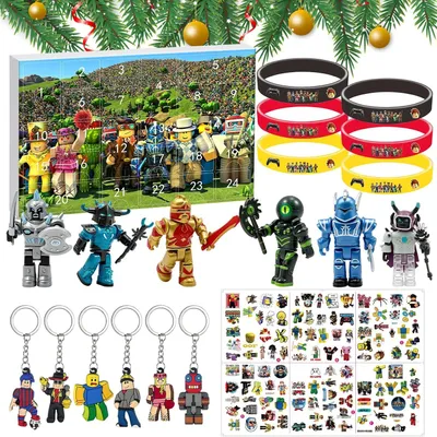Produktbild von Adventskalender mit 24 einzigartigen Weihnachtsartikeln, 6 Mini-Ornamenten, 120 Sticker, für die
