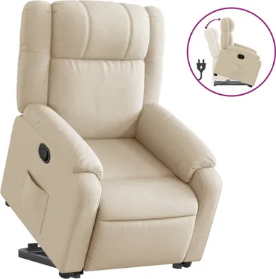 Image de vidaXL Fauteuil relax avec releveur Crème Tissu
