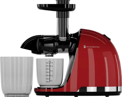 Produktbild von KitchenBrothers Slow Juicer - Entsafter - Obst- und Gemüsepresse - 700ml - Mit Fruchtfleischbehälter - Rot
