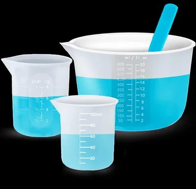 Productafbeelding van Solidchoice - Set van 3 Siliconen Maatbekers voor Kunstprojecten