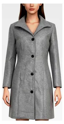 Produktbild von Wollmantel für Damen, langer Wintermantel, eleganter Trenchcoat, lässige Tweed-Übergangsjacke, einfarbige Freizeitjacke mit Stehkragen und Knöpfen, Winterjacke mit Taschen