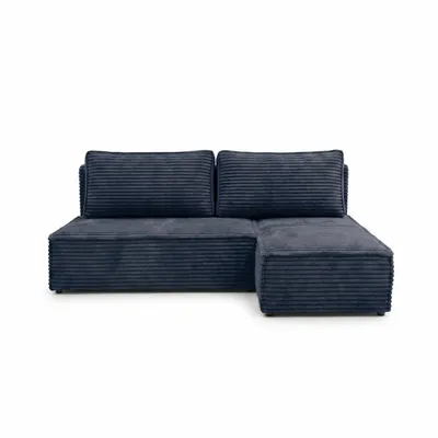 Produktbild von Ecksofa FORANO mit Schlaffunktion und Bettkasten Modernes Cord Schlafsofa Bequeme Wohnlandschaft mit Stauraum, weicher Plüschstoff Blau Rechts
