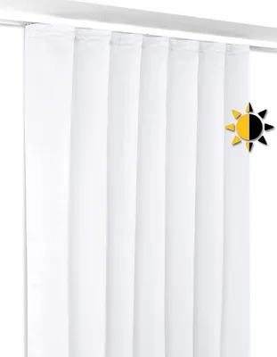 Image de Rideau occultant Unyqoos® avec bande de plis (bande en U) – très occultant, opaque, isolant phonique et thermique, 140 x 225 cm, 100 % polyester, blanc, 1 pièce